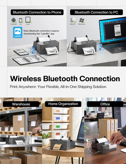 Slick Bluetooth Thermal Label Printer With Intuitive Touchscreen For Quick 4x6 Shipping Labels And Smooth Inventory Workflow compactly on a desk.