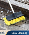 Extendable Deck Brush With Four Section Handle For Outdoor Decks And Patios, 53.9 Inch Reach, cleaning wet wood deck