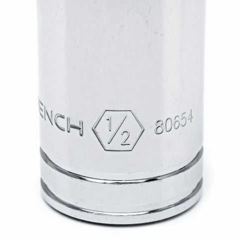 Close-up of 1/2-inch socket from 7 Piece 1/2-Inch Drive SAE Hex Bit Socket Set With Heavy-Duty Heat-Treated Bases