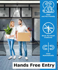 Couple entering garage through Magnetic Garage Door Screen For Two Car Garage 16 By 7 Feet Fits Up To 194 By 84 Inches With 36 Magnets