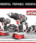 Badass 20V Max Six Tool Cordless Combo Kit featuring drill and saws on a surface, showcasing portable power tools for projects.