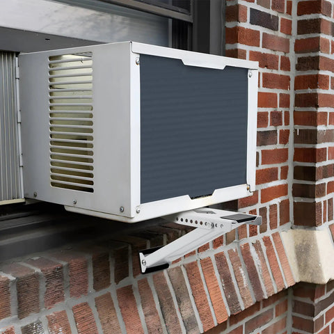 Beefy Window AC Bracket For 5000 To 12000 BTU Units, Holds Up To 85 Lbs, mounted on brick wall under air conditioner