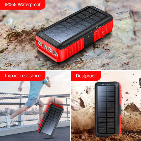63200mAh Solar Power Bank With Dual Outputs And Inputs Hand Crank Emergency Charger Built In 4 LED Flashlight