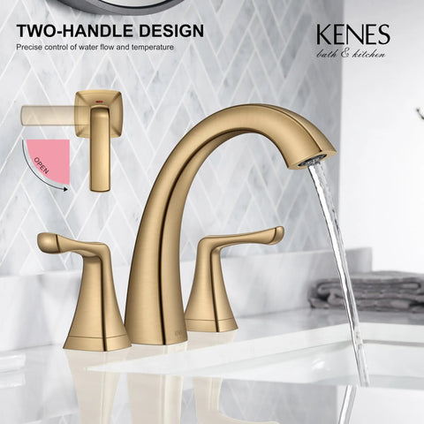 Top Notch Champagne Bronze Widespread Bathroom Faucet Three Hole Sink Tap With Dual Flow Spray Valve And Lead Free Design For Hassle Free Setup And A Smooth Finish That Really Delivers
