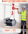 Man using Beefy Heavy Duty Come Along Chain Hoist Three Quarter Ton Ten Ft Lift With G80 Galvanized Chain And Weston Brake