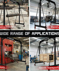 Ridiculously Strong 3 Ton Gantry Crane, Portable Shop Hoist with Wheels, used in construction site and warehouse for lifting.