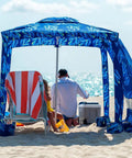 Beach Cabana Canopy 6.5 Feet By 6.5 Feet, Easy Set Up And Take Down, Portable Sun Shade With Sand Pockets And Side Wall on beach