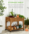 Elevated Eight Pocket Garden Bed With Locking Wheels Mobile Raised Planter For Herbs Vegetables And Flowers Acorn Brown