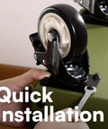 Installing Heavy Duty Caster Wheels With Brakes For Carts And Furniture, 4 Pack Black Casters, using a wrench