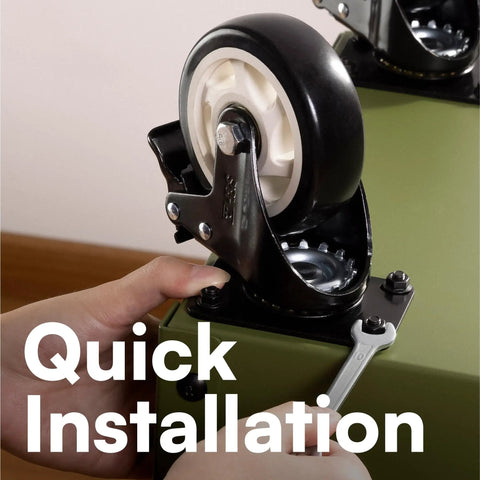 Installing Heavy Duty Caster Wheels With Brakes For Carts And Furniture, 4 Pack Black Casters, using a wrench