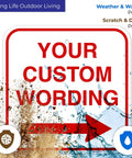 Customizable Square Left Or Right Arrow Sign For Office And Biz, Personalize With Your Wording, Durable American-Made Industrial Grade Directional Sign For Safety, Info, And Fun Office Decor. Square personalized aluminum arrow sign with red right arrow and custom wording