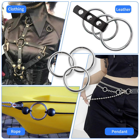 Two Pack 40 Mm Inner Diameter Stainless Steel O Rings With 5 Mm Wire Thickness Premium 304 Stainless Steel Unplated And Coating Free Built Tough Rust Proof O Ring Gaskets For Industrial Plumbing And DIY Projects used in clothing, leather, and rope applications