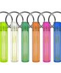 Colorful keychains set showcasing the Ni Glo 2-Inch UV Rechargeable Glow Keychain For Camping Scuba Diving Night Fishing Hiking Emergency Kits And Everyday Carry A Multi-Purpose Glow In The Dark Accessory Attaches To Keys Backpacks Zippers Green 2 Pack
