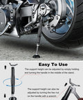 Motorcycle Wheel And Chain Cleaning Stand With Adjustable Height illustration showing height adjustment directions.
