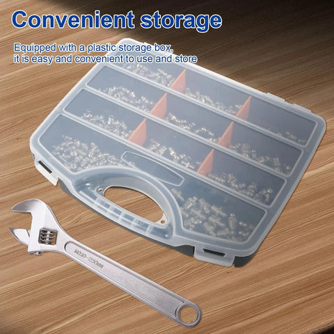 270 Piece Galvanized Grease Zerk Fitting Kit With Imperial And Metric Range in plastic storage box next to silver wrench