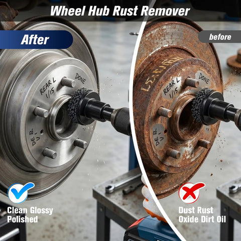 All In One Seventeen Piece Wheel Hub Cleaning Tool Kit with Goggles and Gloves for Rust Removal on rotor before and after use