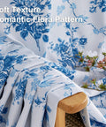 Blue Floral 100 Percent Blackout Curtains 2 Panels With Grommet Top 84 Inches Long Thermal Window Treatments Rose Pattern Sound Reducing For Living Room OEKO TEX Certified W52 X L84 showing soft fabric texture and romantic floral design.