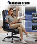 Woman sitting on Ergonomic Leather Office Chair With Flip Up Armrests Big And Tall High Back Executive Computer And Gaming Chair
