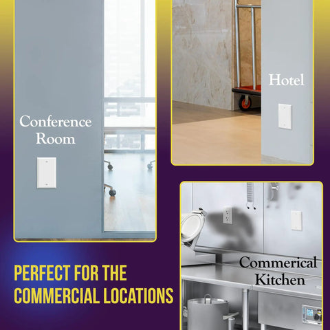 Mid Size Blank Wall Plate 1-Gang 4.88 By 3.11 Inches Gloss White Pack Of 10 in commercial settings