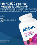 Chewable Multivitamin For Duodenal Switch Patients With High ADEK, Iron And Calcium, Mixed Berry Flavor, Easy To Chew Tablets, Yummy Taste For Daily Use, One Month Supply, Non GMO bottle