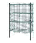 Built Tough Green Epoxy Wire Mesh Security Cage Kit With Heavy Duty NSF Listing For Commercial Walk Ins And Restaurants, 24 By 48 By 74 Inches, green mesh storage bin.
