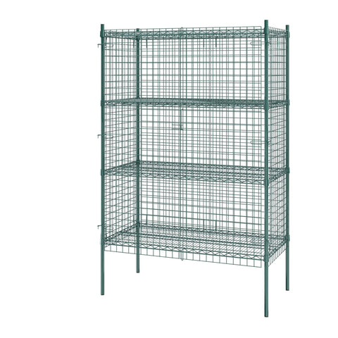 Built Tough Green Epoxy Wire Mesh Security Cage Kit With Heavy Duty NSF Listing For Commercial Walk Ins And Restaurants, 24 By 48 By 74 Inches, green mesh storage bin.
