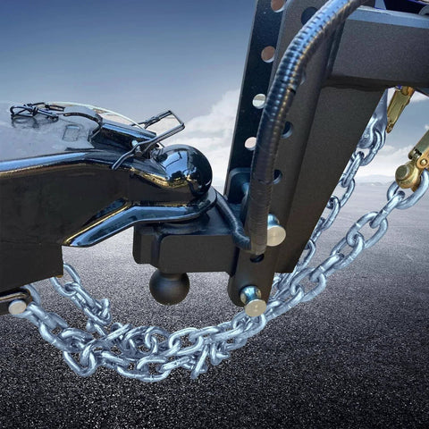 3/16 X 48 Inch Grade 30 Steel Trailer Safety Chain With Clevis Grab Hooks On Each End 3500 Lb WLL 2 Pack Universal Fit connected to hitch