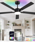Modern 52 Inch Smart Ceiling Fan Provides Super Chill Airflow And Bright Dimmable Led Lighting Seamless Alexa And Google Assistant Sync No Sweat Assembly For Cozy Vibes Daily in a stylish living room.