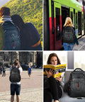 Travel Laptop Backpack 17.3 Inch TSA Friendly Daypack used in various travel scenarios, highlighting functionality and style.