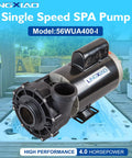 Heavy Duty Spa Pump Motor Replacement For Hot Tubs Single Speed 56 Frame 4Hp 220 Volt with 2 inch port for smooth operation.
