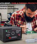 Universal Benchtop Power Supply With 10 Amp Linear Regulation, AC-To-DC Converter for Home Lab in use on electronics bench