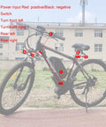 Ebike Turn Signal Kit With Front And Rear Indicator Lights And Brake Light For Electric Bicycles Left And Right Signals Waterproof Pro Grade High Brightness SMD LED 36V 48V 72V Compatible mounted on e-bike frame