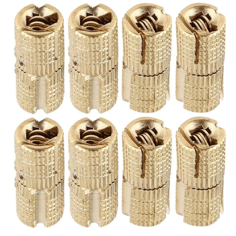 Eight Pack Cabinet Barrel Hinges Eight Millimeter Brass Look Invisible Hinges With Screws For Full 180 Degree Door Swing Copper Color