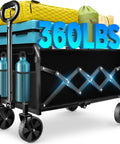 Heavy Duty Folding Wagon Cart With Wheels For Sports Camping And Grocery Collapsible Utility Wagon 360 lb Static Load Capacity
