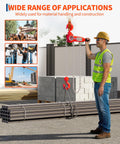 Worker using Beefed Up Heavy Duty Manual Chain Hoist Three Quarter Ton 1650 Lbs for lifting rebar on construction site