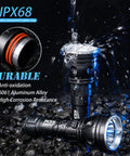Professional Underwater Dive Light For Scuba Diving, 1000 Lumen Torch With IPX68 Waterproof under water splash