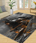 Train Junkie 4x5 Rug For Bedroom And Living Room, Steam Locomotive Design Area Rug in living room setting