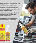 Heavy Duty Rust Remover And Anti Rust Lubricant Spray Doing The Heavy Lifting On Stuck Chains And Gears While Clearing Gunk And Leaving Zero Mess Behind For Tight Spots Anytime You Gotta Fix Something, 180ml spray bottle aimed at a gear.