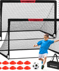 Portable Pop Up Soccer Goals Set For Backyard Play Two 6x4 Ft Kid Sized Goals With Ball Pump Cones And Carry Bag