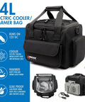Portable Thermoelectric Cooler Warmer Bag 14 Liters with leakproof lining, 12V power, and dual temperature controls.