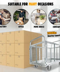6-In-1 Foldable Flatbed Cart With Cage, Heavy-Duty Platform Truck And Dolly, Swivel Wheels, 2000 Pound Capacity, Multi-Purpose Hand Cart For Grocery, Laundry, Storage, Stall And More, Built Tough For Everyday Hauling, loaded with boxes