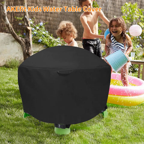Round 34 Inch Diameter Kids Sand Water Table Cover For Little Tikes Spiralin' Seas Waterpark Play Table Waterproof Outdoor Dustproof Anti UV Shield 18 Inch Tall Weatherproof Black Cover Only