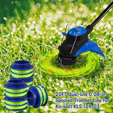 Straight Up Top Tier Trimmer Spool Replacement Kit For KLS 124-03 String Eater, Five Pre Wound 0.08 Inch Twisted Nylon Cores With Snap Tight Caps, Heavy Hitting Design Crushes Daily Yard Work Smoothly