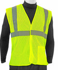 Kickass High Visibility Safety Vest Featuring Rock Solid Five Point Breakaway System Top Shelf Reflective Dry Mesh For Tough Job Sites No Sweat Adjustable Fit Road Crews SM, bright yellow mesh with reflective strips.