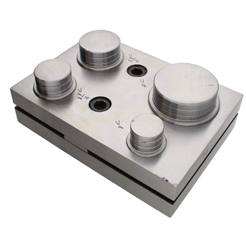 Pro Grade Circle Disc Cutter Set With Four Punches And Die For Cutting Clean Circles From Soft Metal Up To 14 Gauge on white background