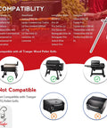 7 Inch RTD Temperature Probe Sensor Replacement For Grills And Smokers Internal Ambient Probe Compatible With Traeger And Z Grill Pellet Grills Grills Pro Grade Premium 304 Stainless Steel PT1000 Sensor, shown with compatible grill models