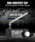 All-Band DSP Radio With Si4732 Chip For FM SW MW LW VHF CB Reception LSB USB Modes showing telescopic antenna and display