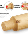 Image showing a wooden log with a radius shoulder, compatible with Tenon Cutter for Log Furniture DIY Kit, 1 Inch Diameter.