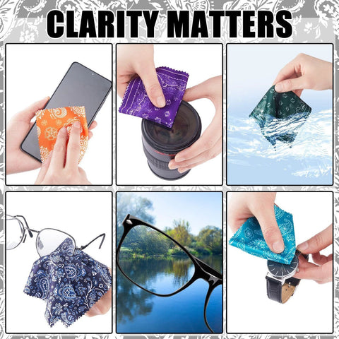 Copkim microfiber cleaning cloths, paisley floral multicolor, 6x6 in, for glasses, camera lenses, and phones.