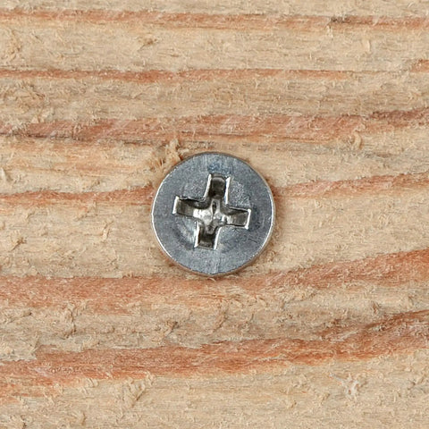 Built Tough Size Six By Three Eighth Inch Flat Head Phillips Wood Screws on wood surface, premium rust proof stainless steel 304.